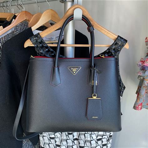 prada saffiano double-handle tote bag small|authentic Prada saffiano bag.